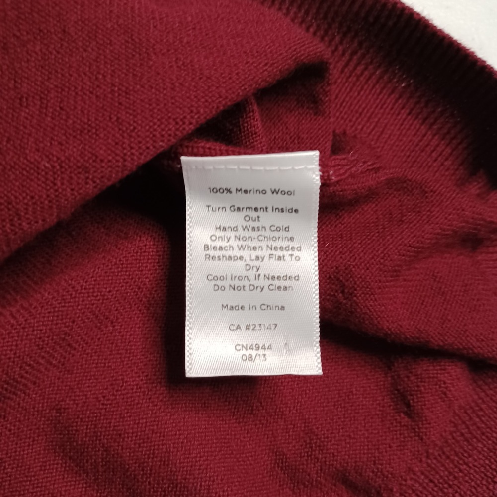 Women's Talbots Red Wine Color Button Up Long Sleeve Cardigan 100% Merino Wool - Picture 7 of 9